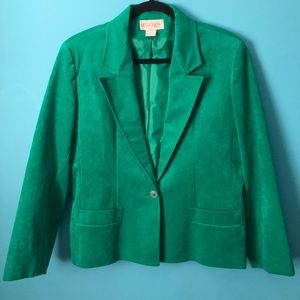 Ultra Suede Emerald Green Cropped Blazer, Size M.
